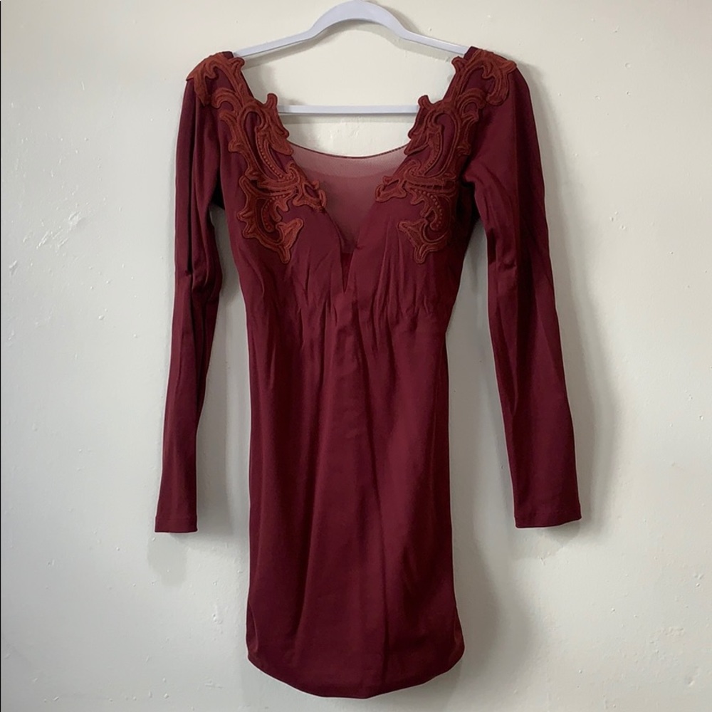 Burgundy long sleeve dress